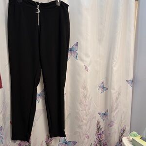2X SHEIN Black Zipper Detail Pants